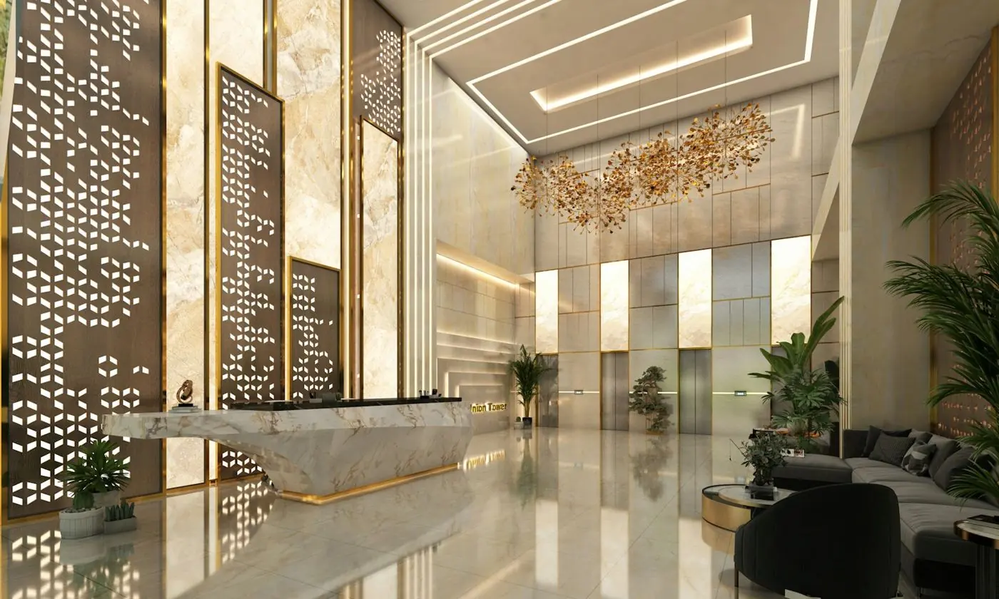 Modern corporate office lobby