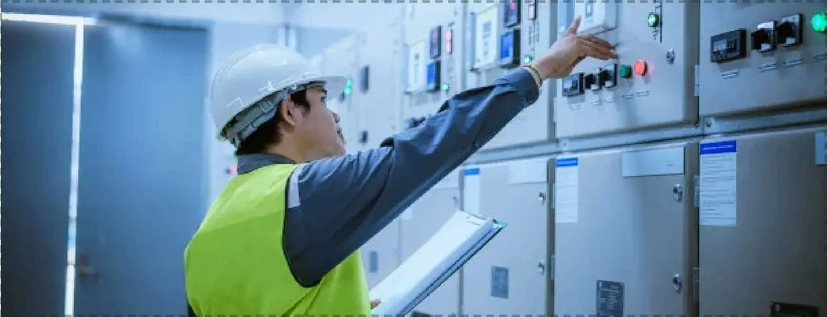 Technician at electrical panel